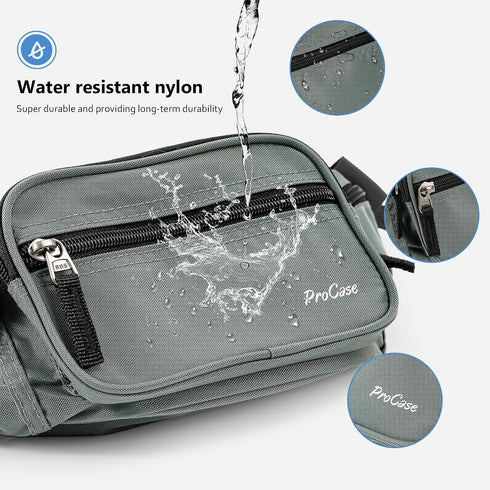 ProCase Fanny Pack Waist Packs for Men Women, Waist Bag Hip Pack for Travel Hiking Running Outdoor Sports -Grey, M...